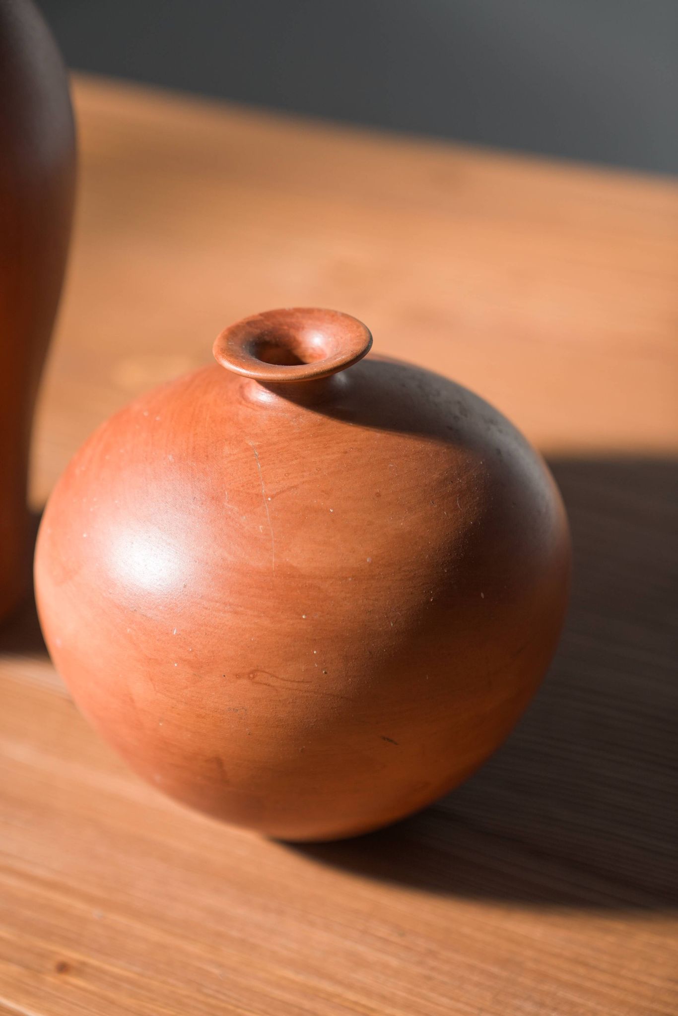 Pair of 1980s-90s Terracotta Vases – Minimalist Organic Shapes