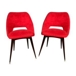 paire de chaises moumoute - rouge