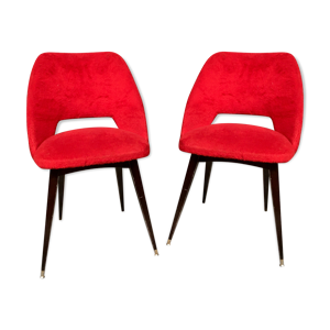 Paire de chaises moumoute rouge