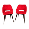Paire de chaises moumoute rouge vingage année 50 60