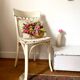 Antique square handmade crochet cushion with floral decoration c