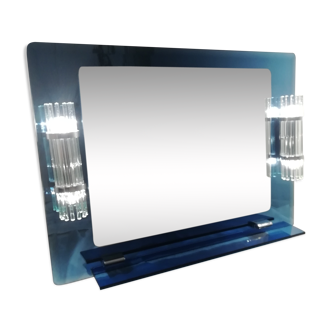 Blue glass bath mirror