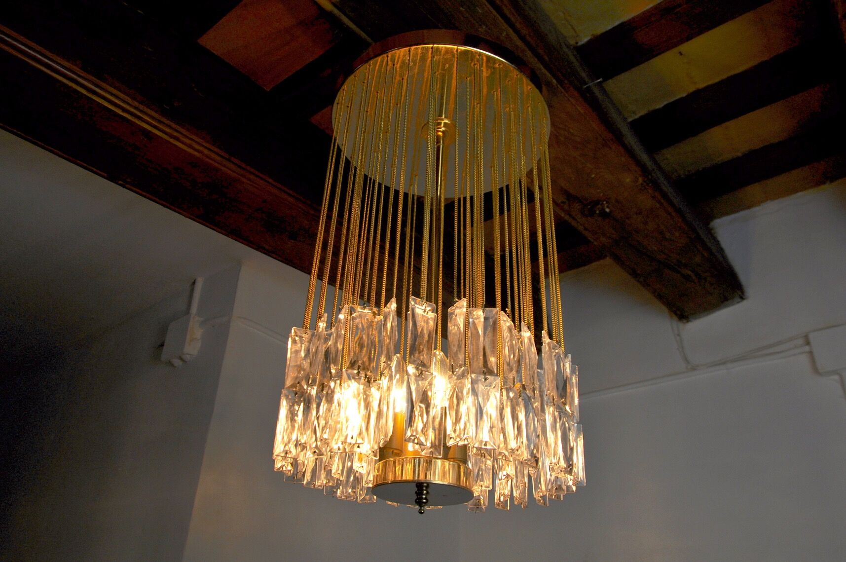 Venini ceiling lamp, cut glass, Italy, 1970