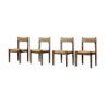 4 chaises de salle à manger scandinaves modernes du milieu du siècle en chêne et cordon de papier par E.Knudsen