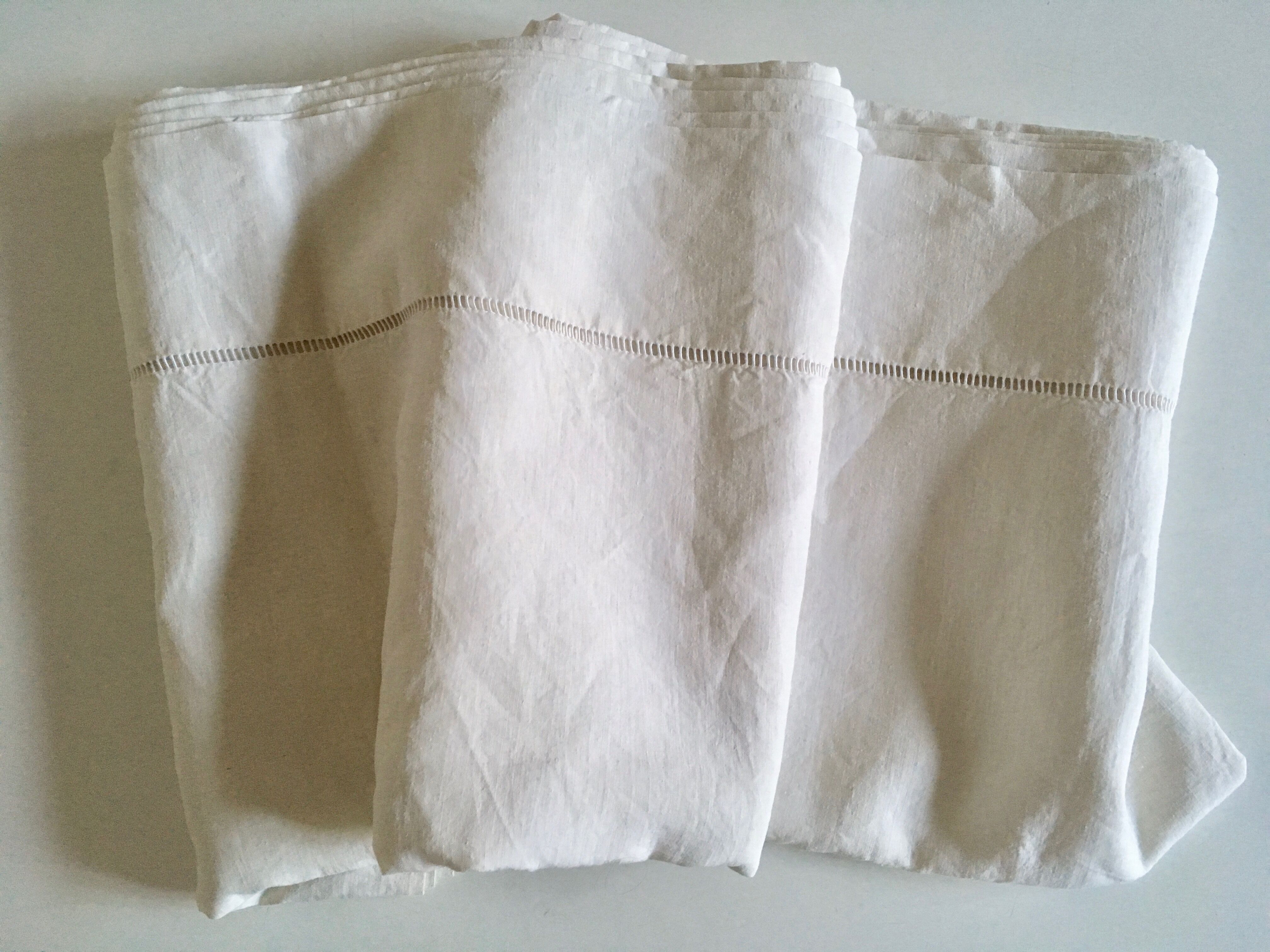 Linen old days embroidered linen sheet