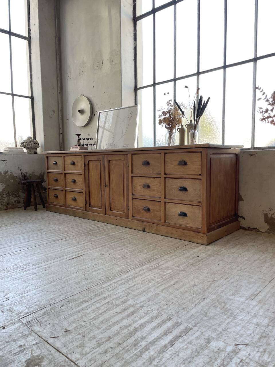 XXL solid oak counter sideboard