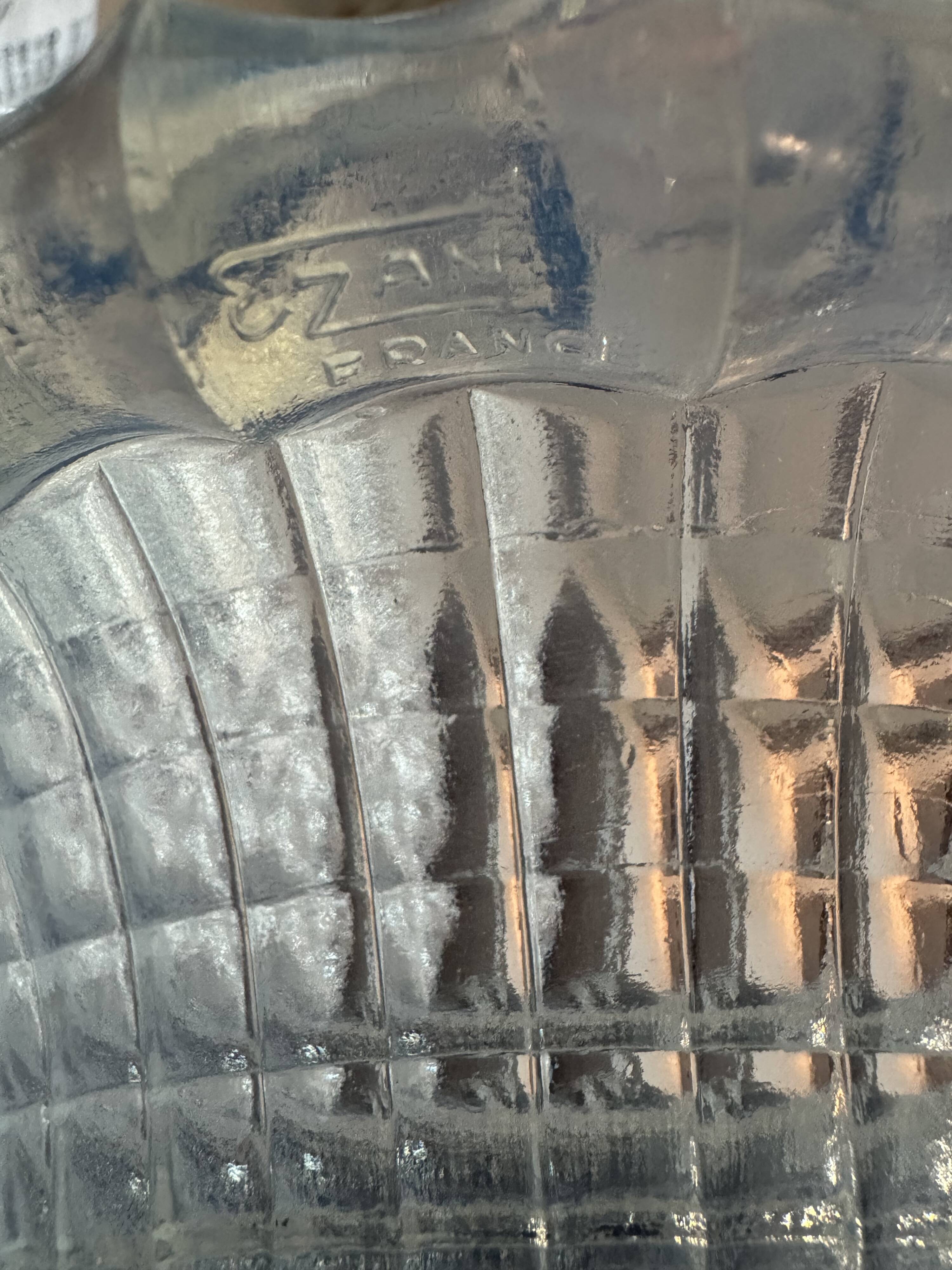 Art Deco lustre, opalescent glass, Ezan & Petitot, signed.