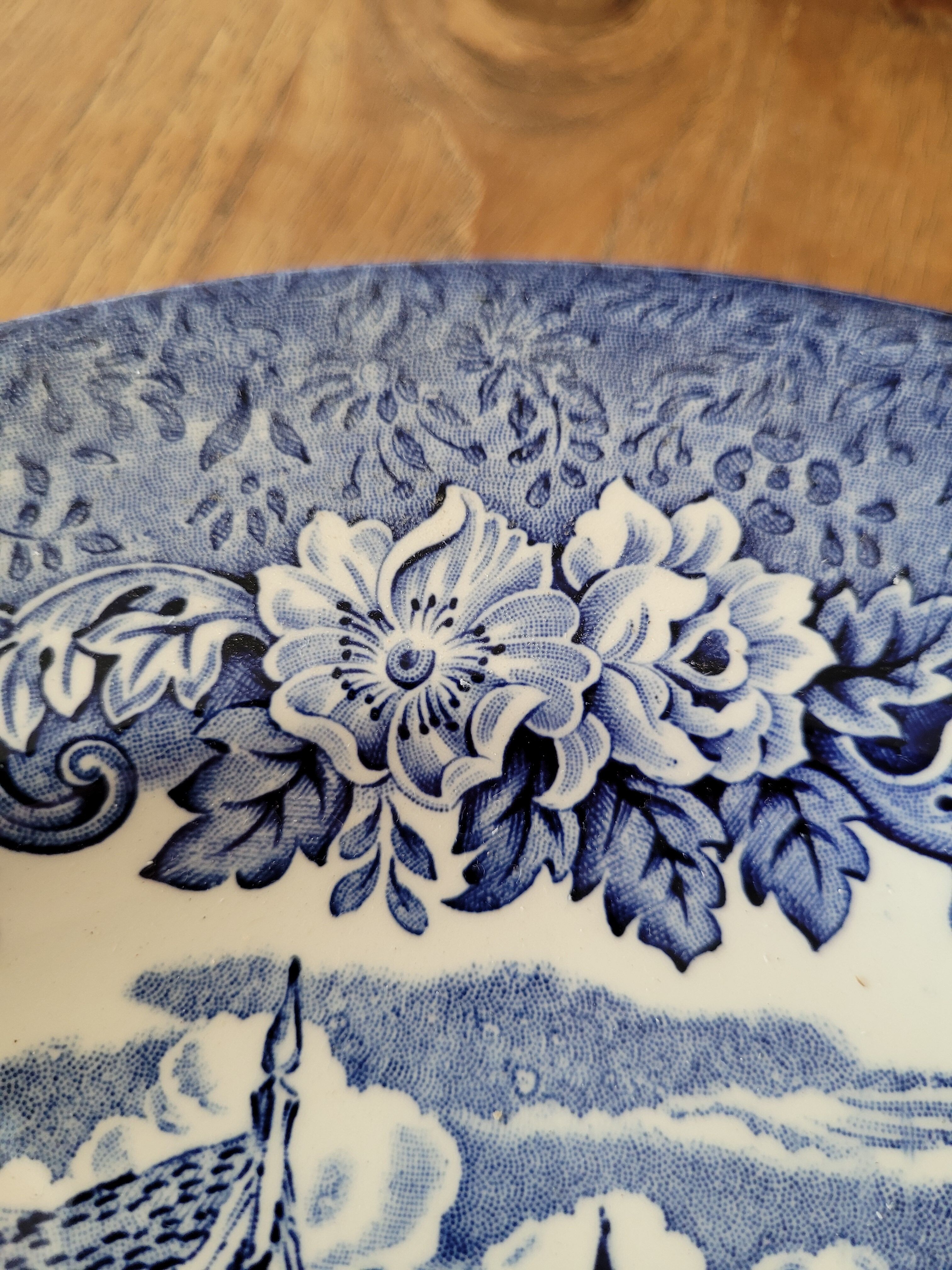 6 blue plates made in england