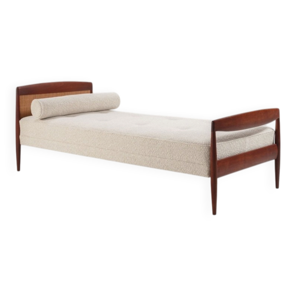 Lit de jour scandinave en teck et en cannage, Danemark 1960