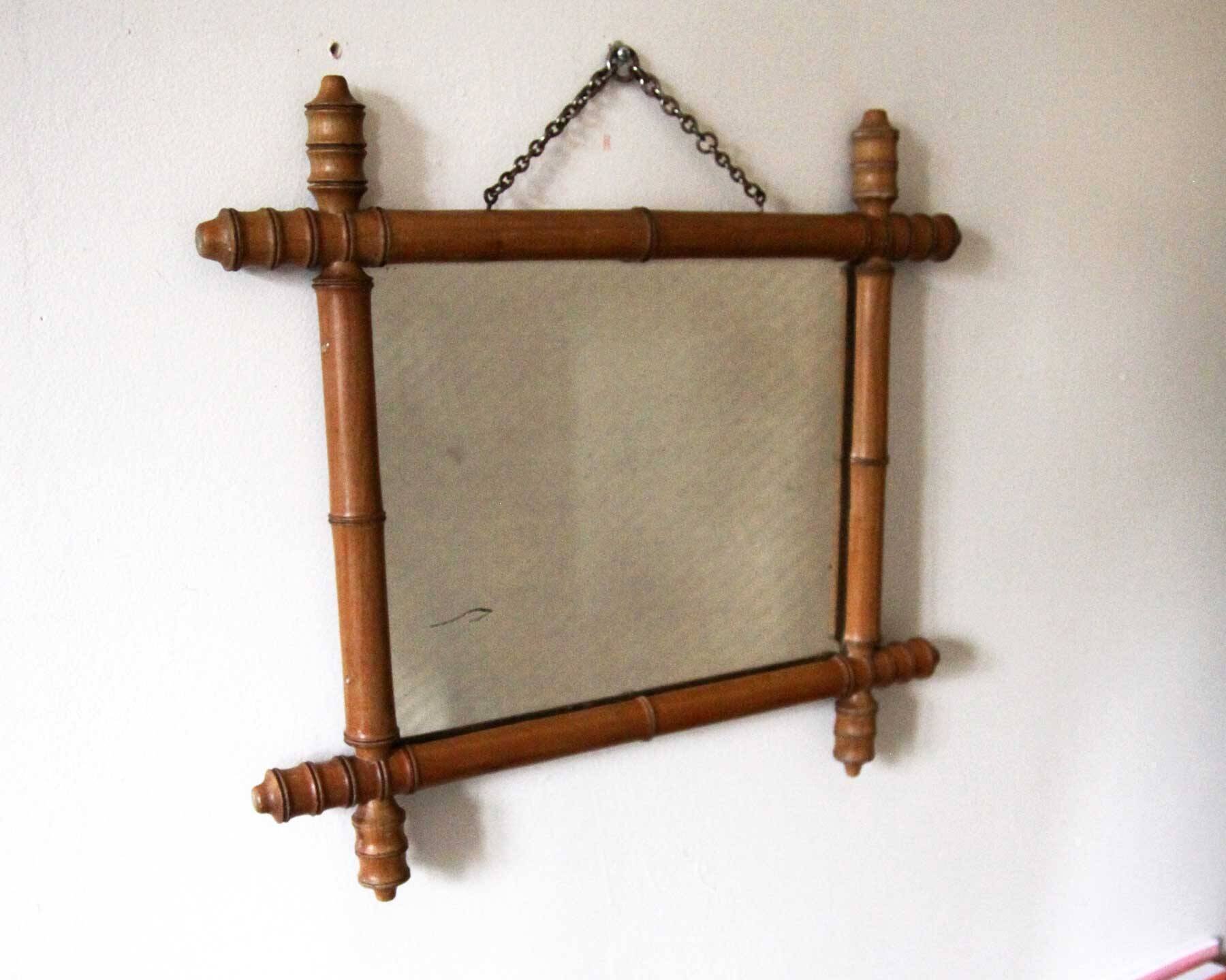 Bamboo effect wooden mirror