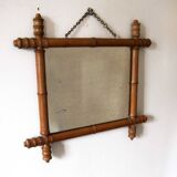 Bamboo effect wooden mirror