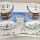 Double antique inkwells in hand-painted porcelain, nineteenth century