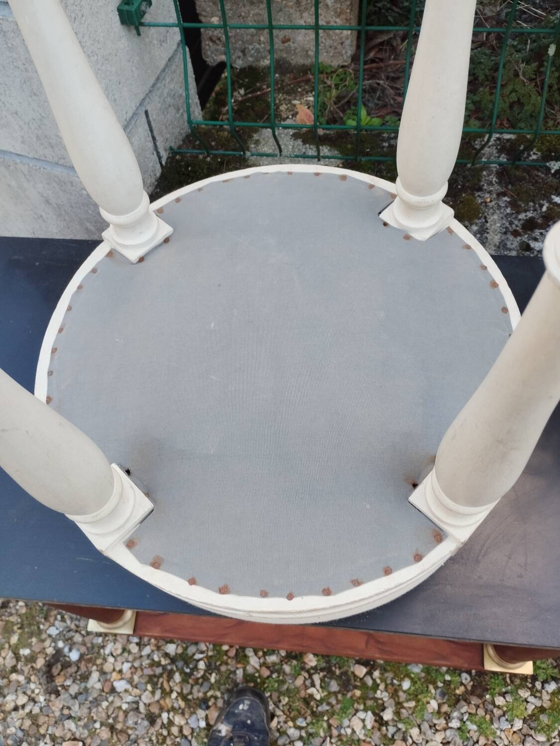 Antique Louis XVI style pouf stool