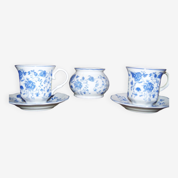 Coffee service with blue flower decor