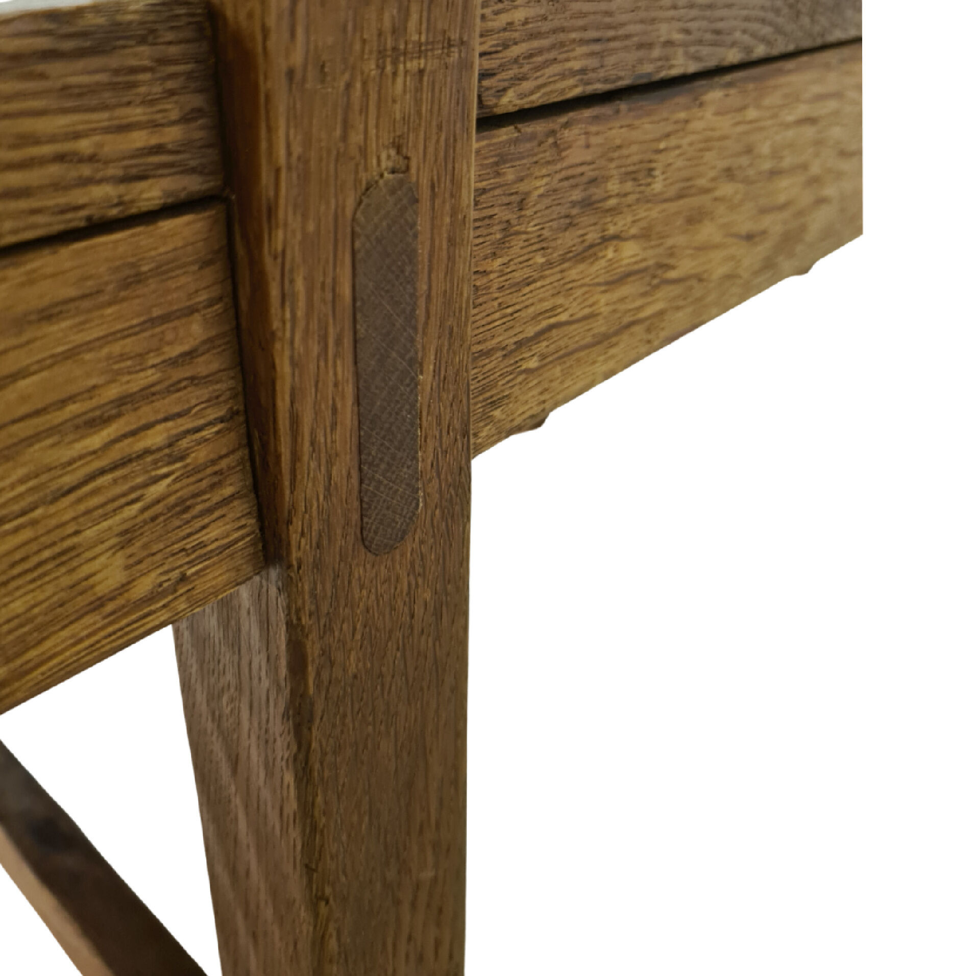 Solid oak brutalist robust bench, Netherlands 1950s