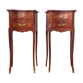 Paire de chevets marqueterie de Revel années 60