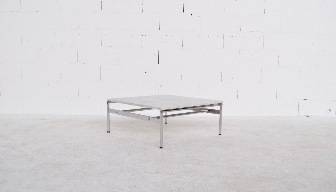 Table basse years 70' marble and chromium acier