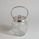 Crystal biscuit barrel with silver-plated mounts and handle, Austrian cut, 1920s.