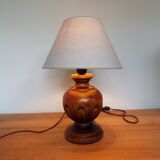 Carved turned wooden lamp base