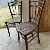 Pair of cane bistro chairs