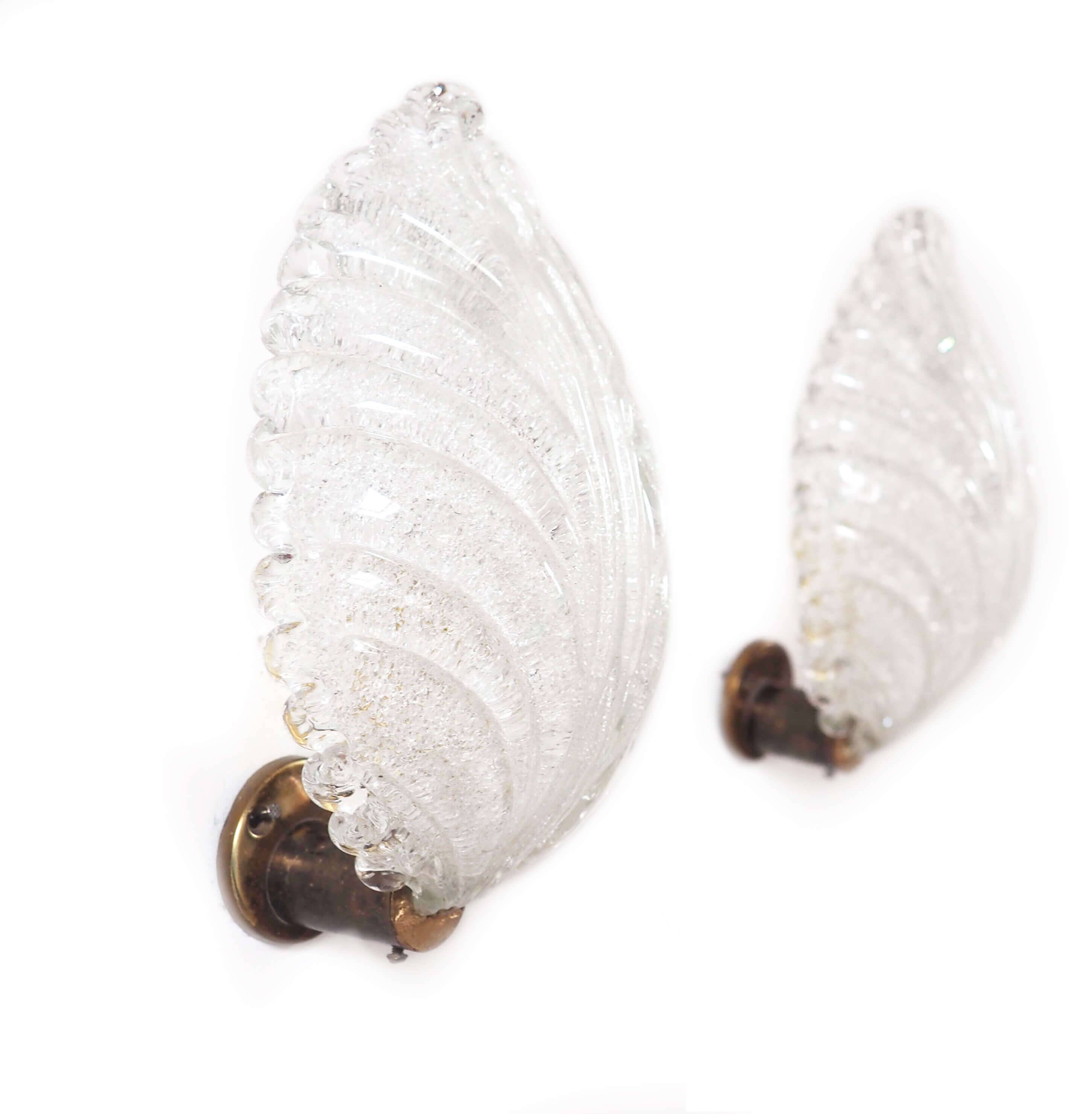Paire d'appliques feuille Barovier Murano