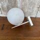Old White Metal Wall Lamp + White Opaline Ball 70s Vintage #B790