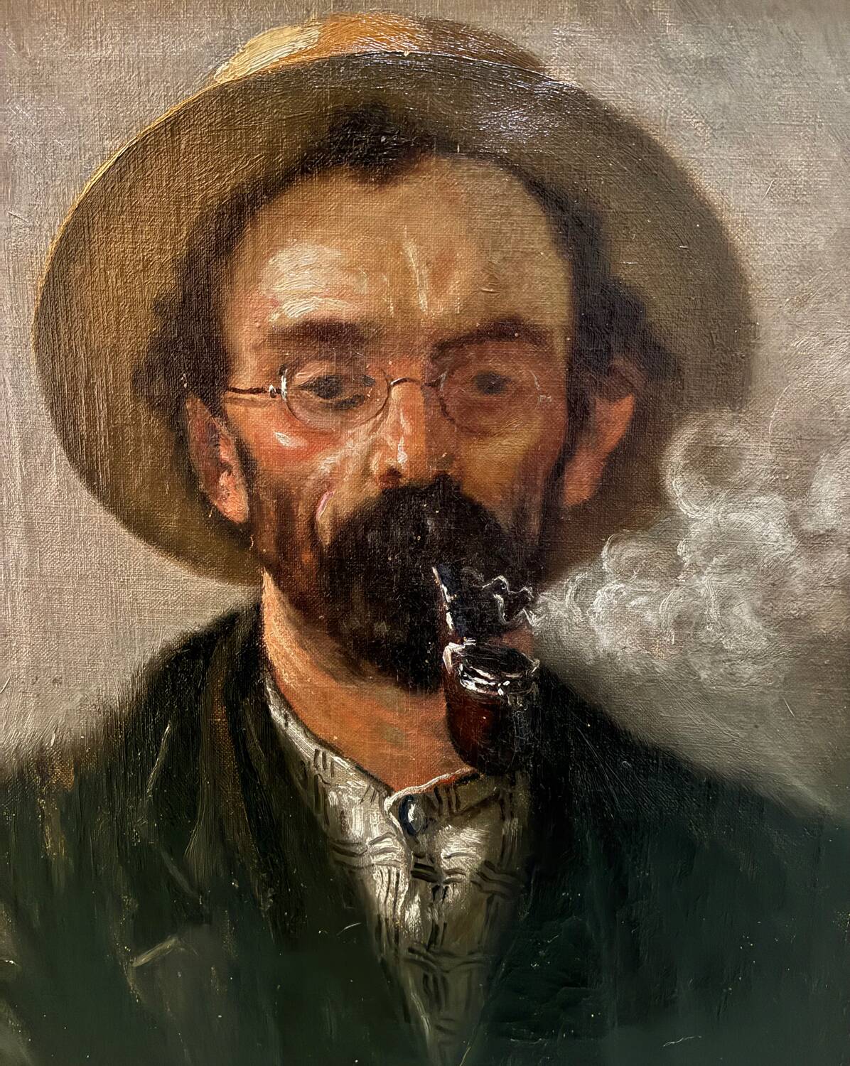 Pipe smoker portrait, 19th century