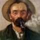 Portrait fumeur de pipe, XIXe