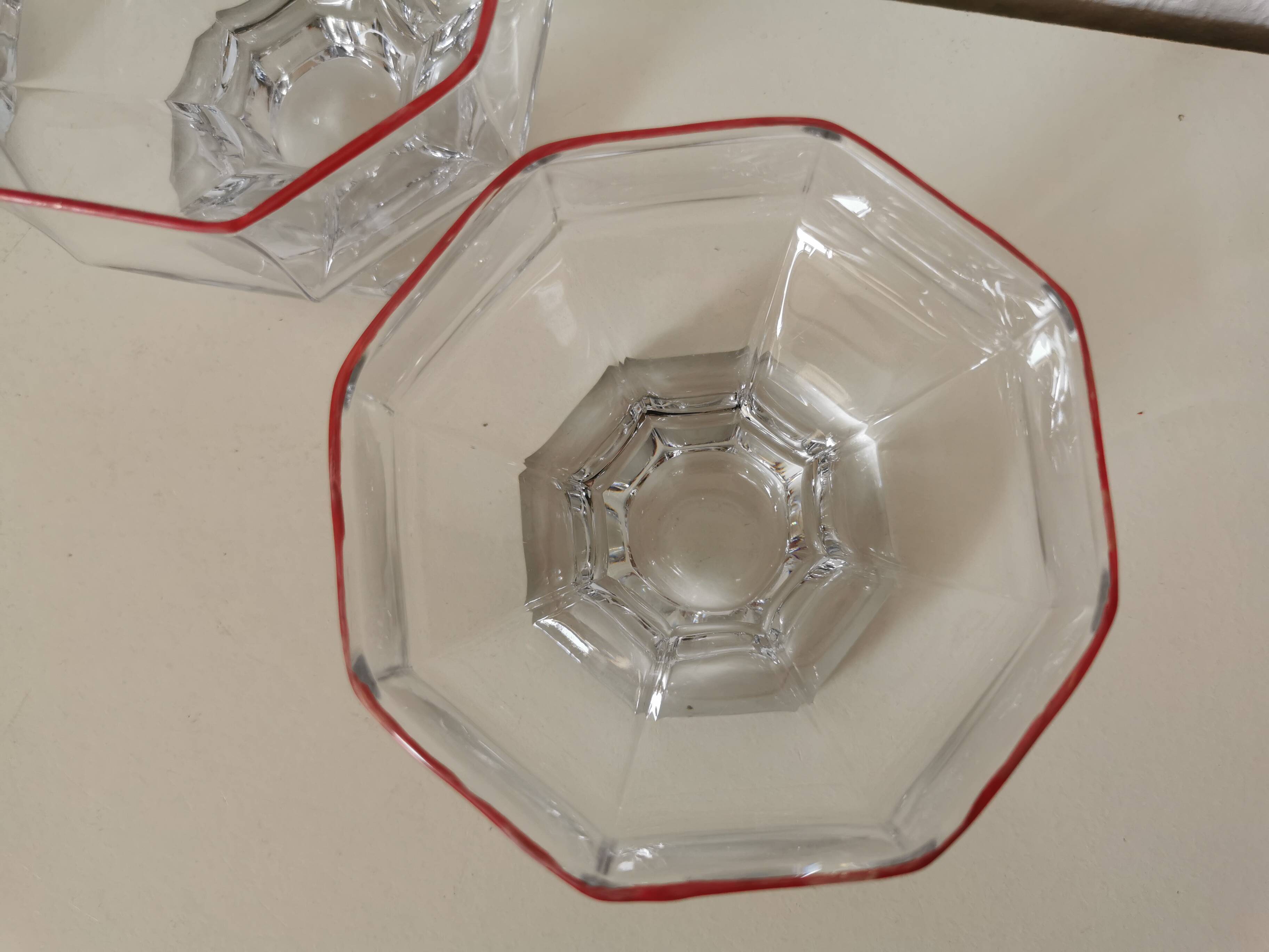 set of 4 ice cream cups, transparent glass dessert, octagon shape