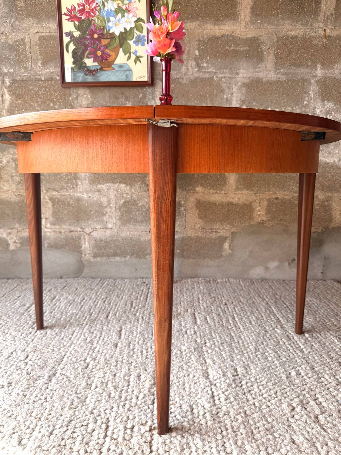 Scandinavian teak table with extensions, 4/6 people.