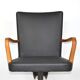 Antique black leather and oak desk chair 1900s, Sweden