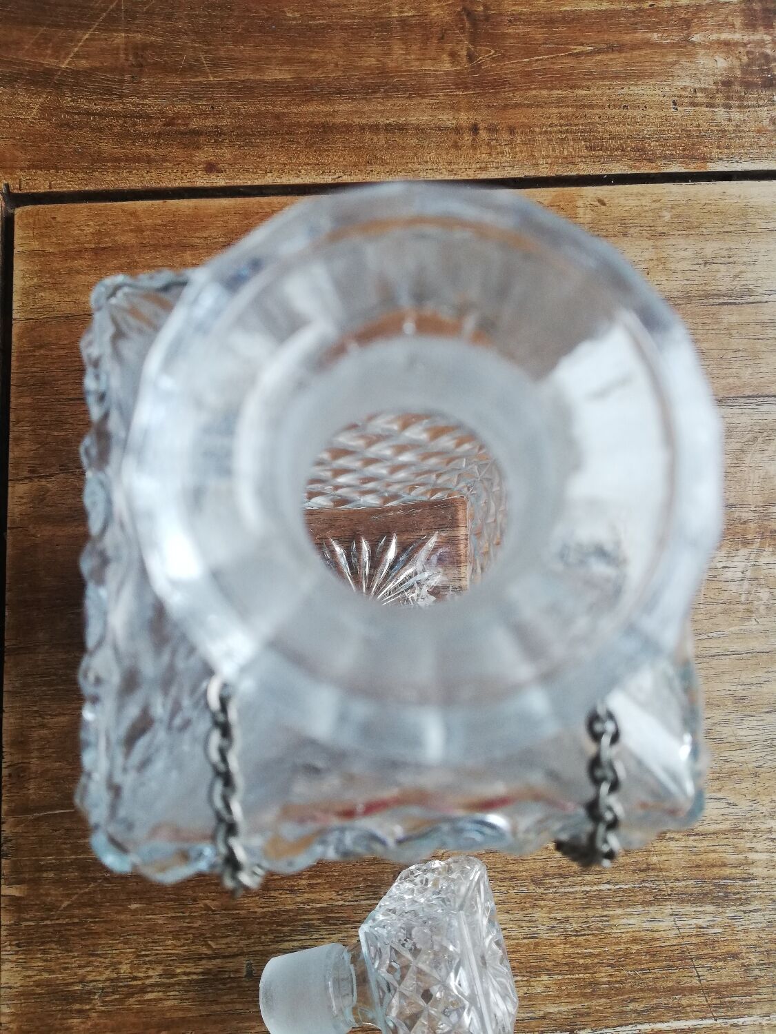 Cut glass whisky carafe with its collar marked "whisky".