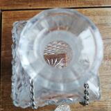 Chiseled glass whiskey decanter and its necklace marked “whiskey”