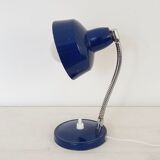 Flexible bedside lamp in blue lacquered sheet metal and stainless steel, 70s.