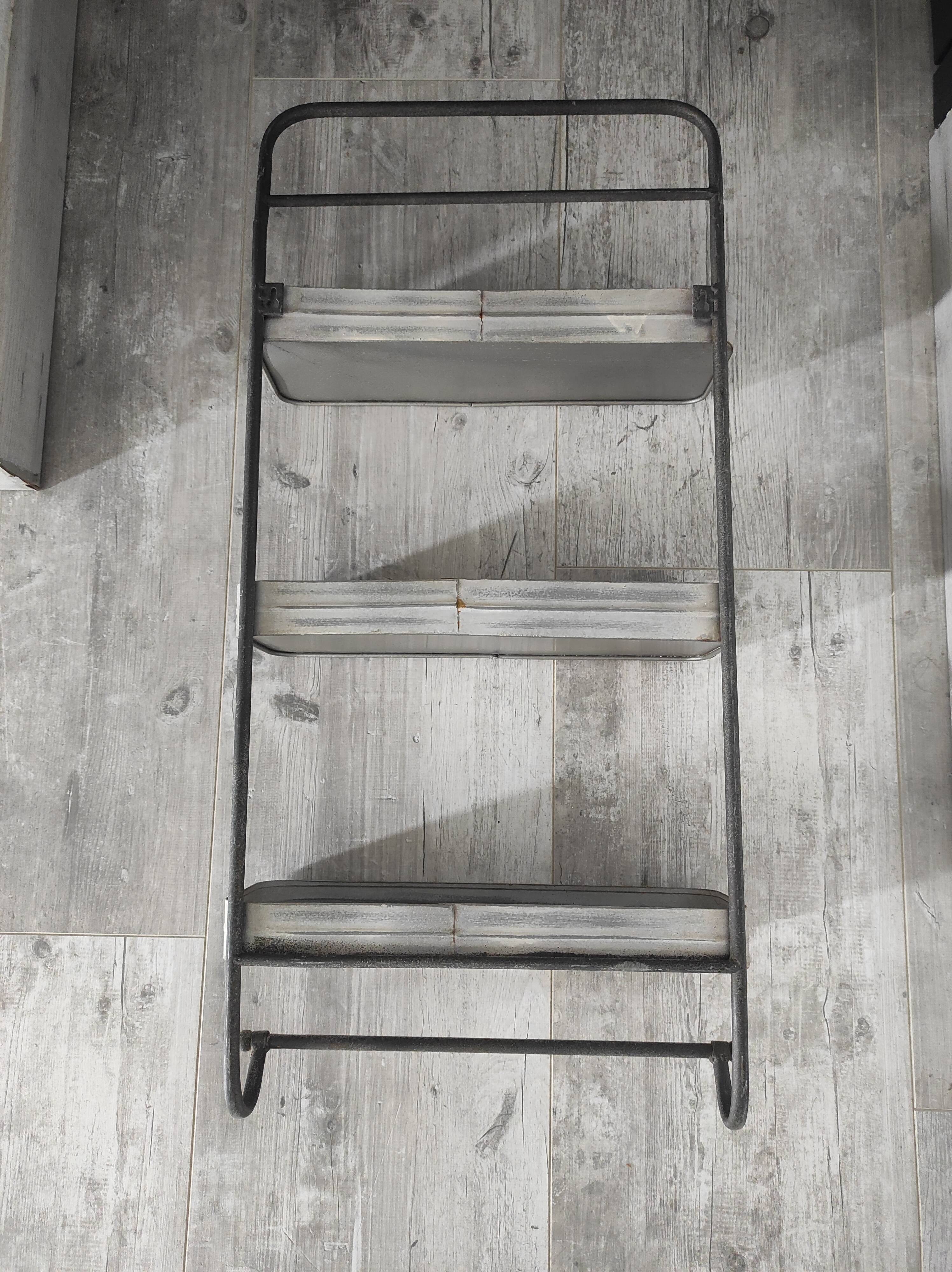 Large vintage metal 3 tier shelf