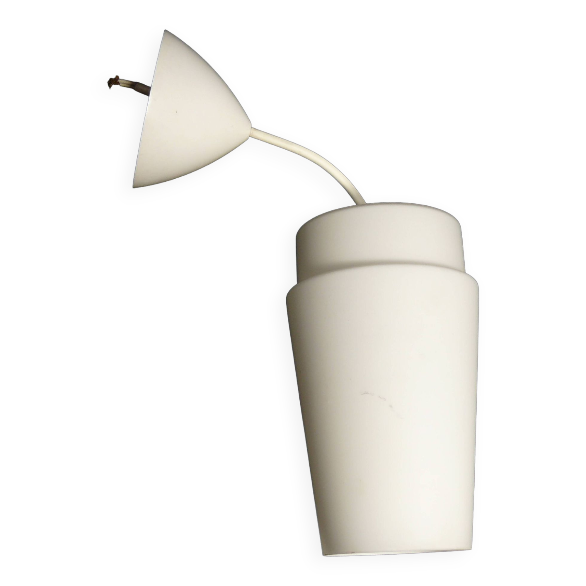 Lampe suspension opaline cylindrique plafonnier Design moderniste 1960