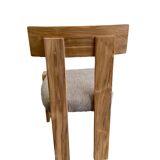 Chaise en bois massif avec assise aspect lin