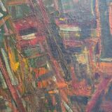 Table Painting Old Abstract Composition Abstraction XXth Signed