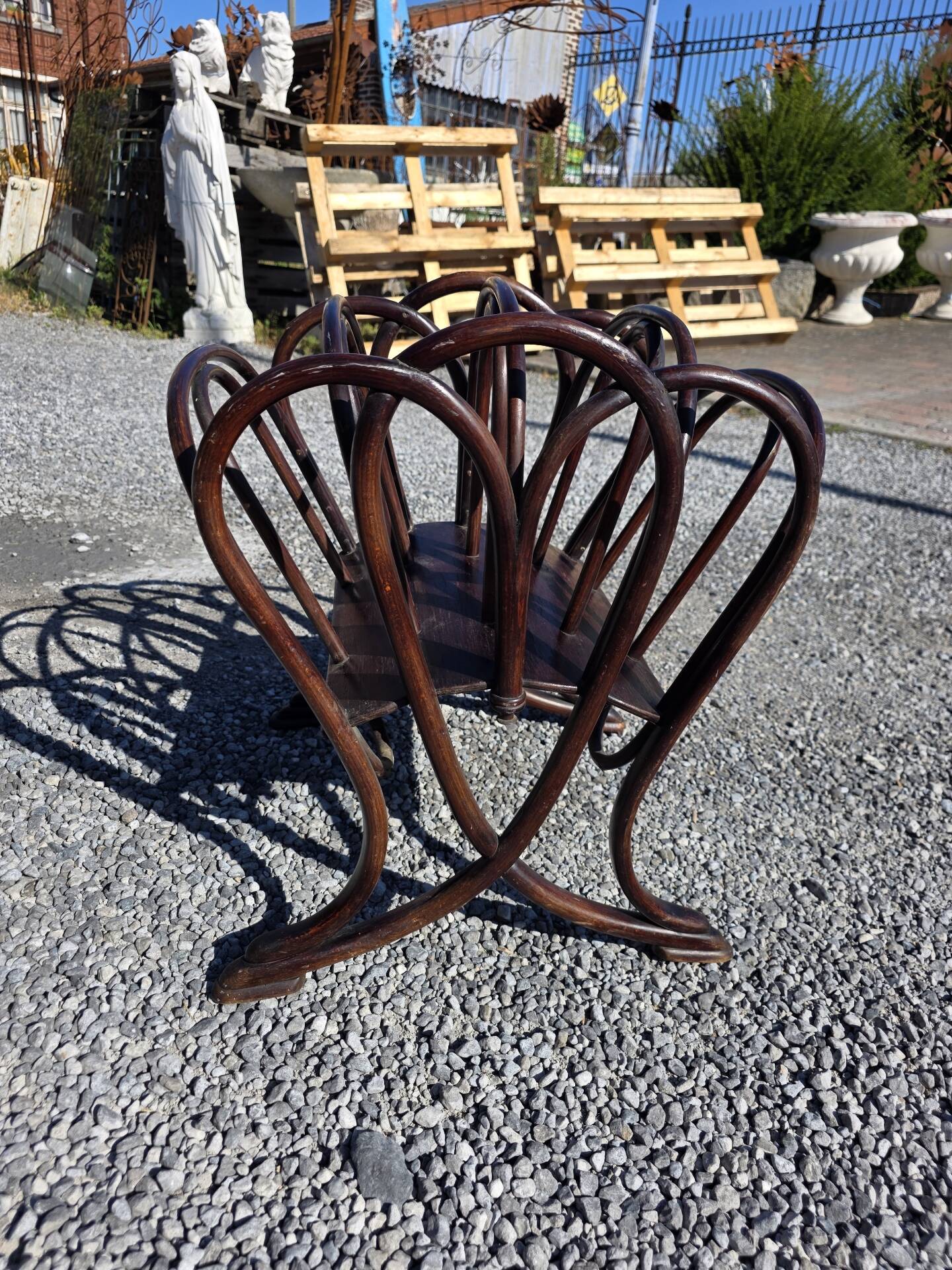 Thonet curved wood magazine rack Art Nouveau