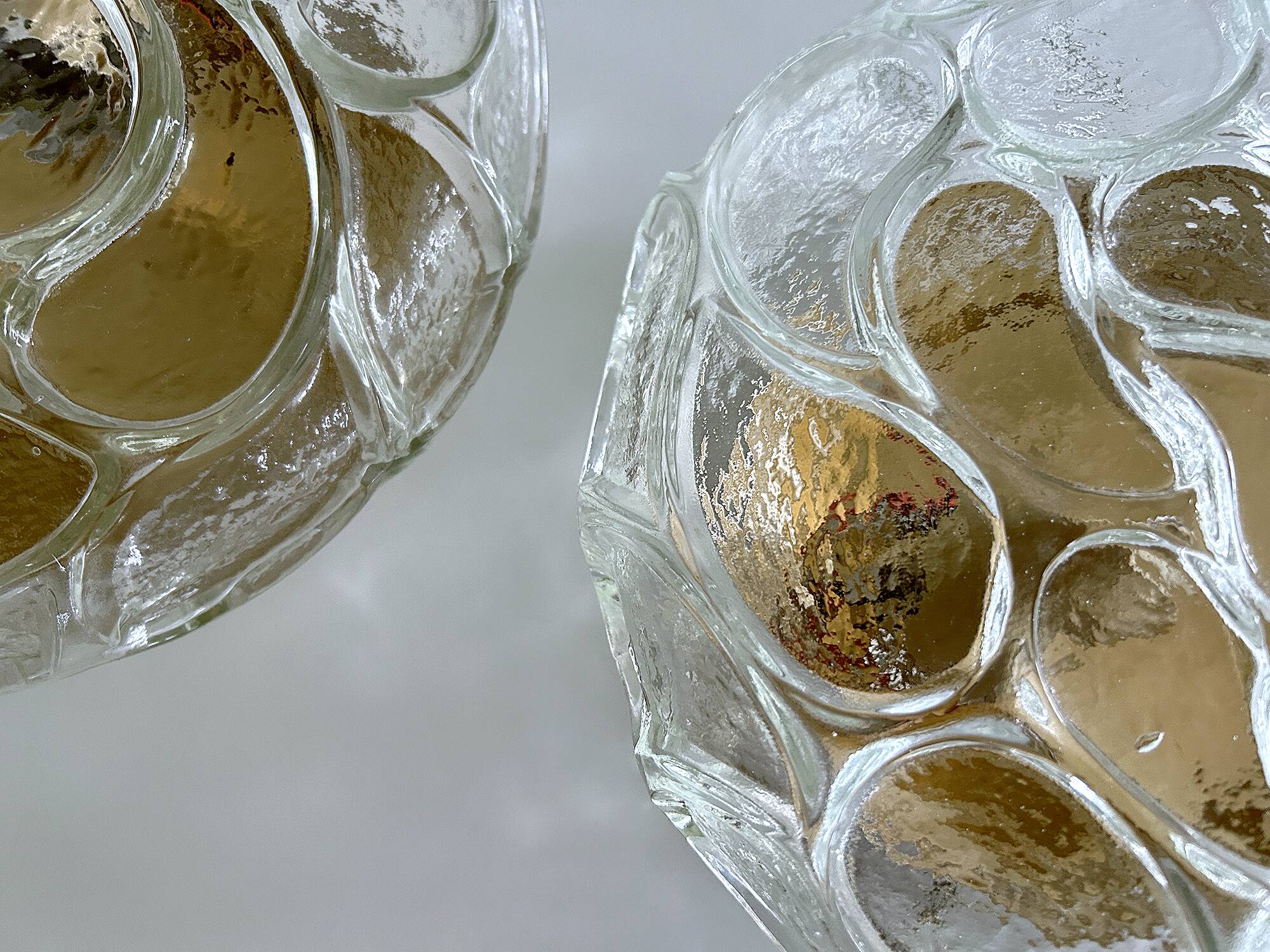 Pair of Brutalist Glass Sconces