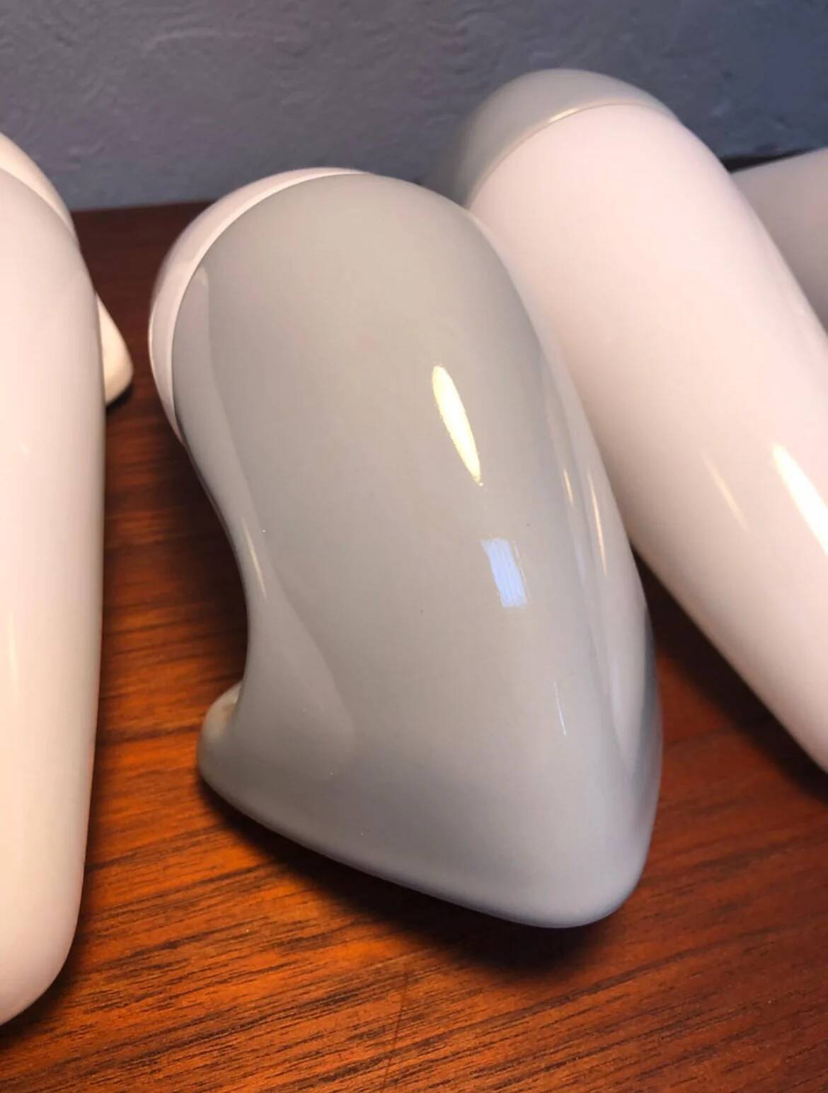 Vintage Ifö of Sweden ceramic bathroom lamps with opaline shades from the 1960s