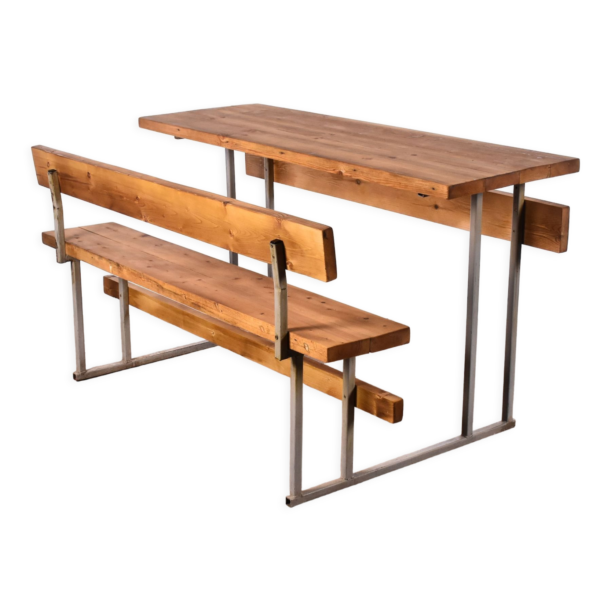 school desk with bench
