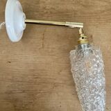 Applique tulipe vintage en verre pointe de diamant