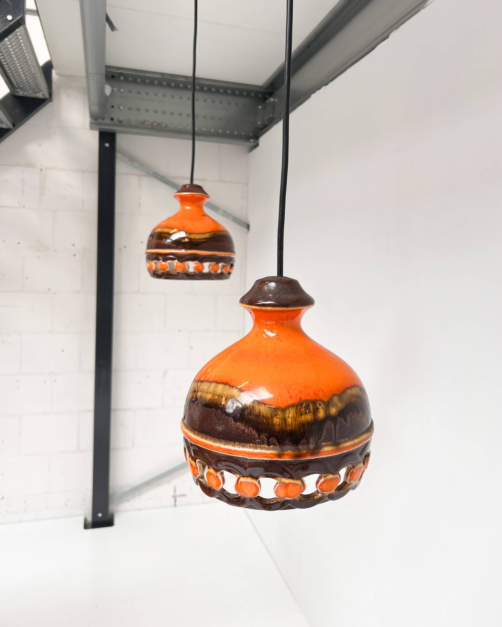 Set of 2 ceramic ceiling lamps by PAN Leuchten, 1970s