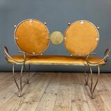 Wrought iron and velvet sofa