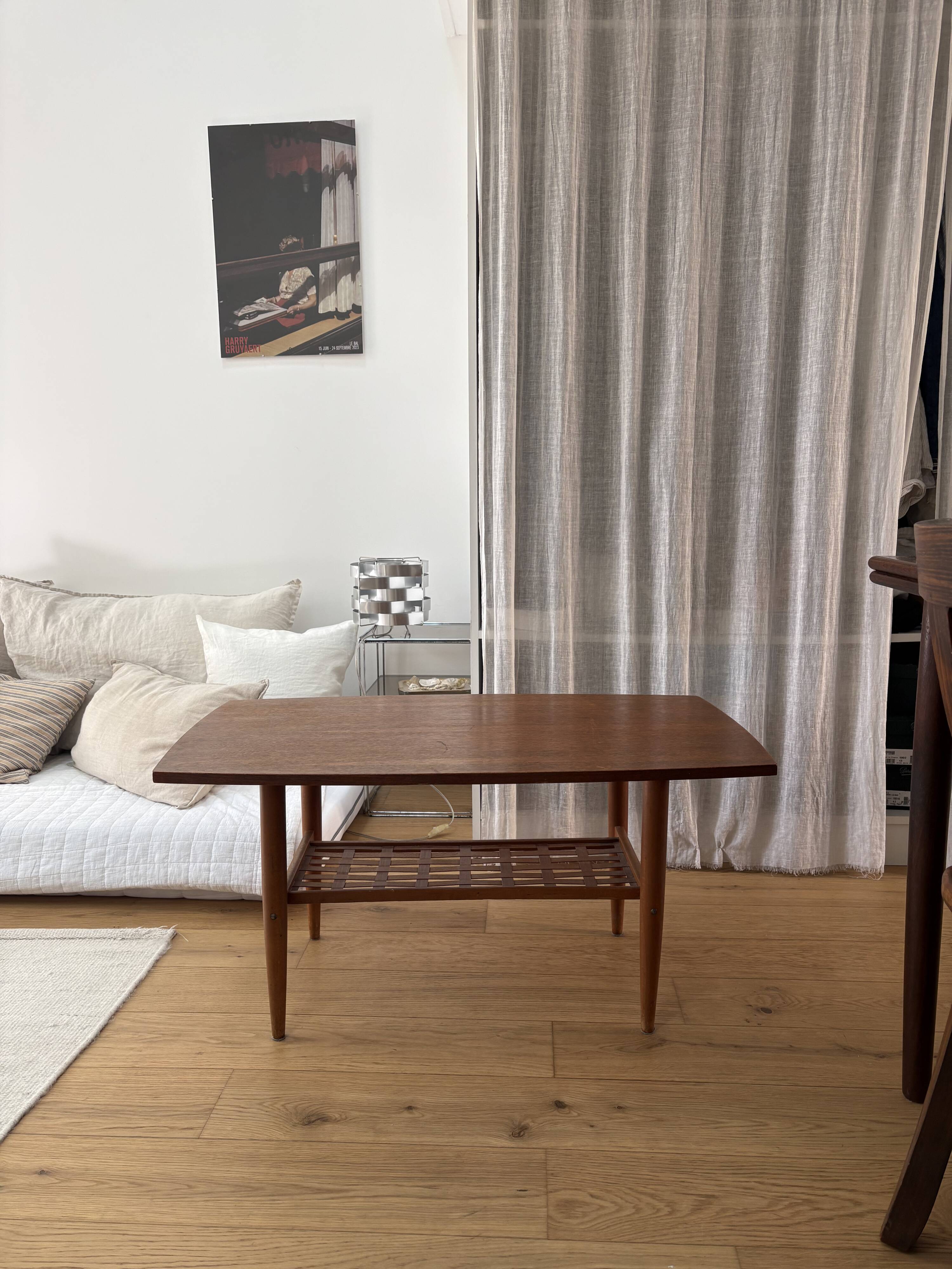 Teak coffee table with woven top