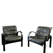 Pair of "Polhem" armchairs in leather by Tord Björklund for IKEA 1980.
