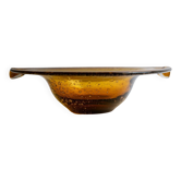 Bol en verre de Murano ambre, grand vintage des années 1970, italien, milieu du siècle avec des bulles.