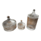 Set of 3 striped glass candy jars with lid or pharmacy jars.