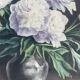 Tableau Ancien -peinture à l’huile - les Pivoines Blanches
